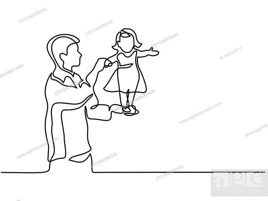 Sketch of father with daughter walking together Vector Image