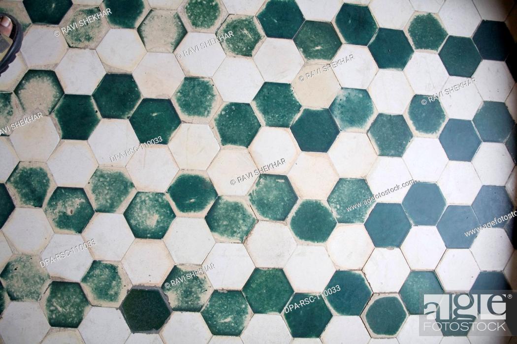 Stock Photo: Green white tiles in Hamam royal bath in  Lalbagh Fort Bangla-Muslim style of Architecture ; Dhaka ; Bangladesh.