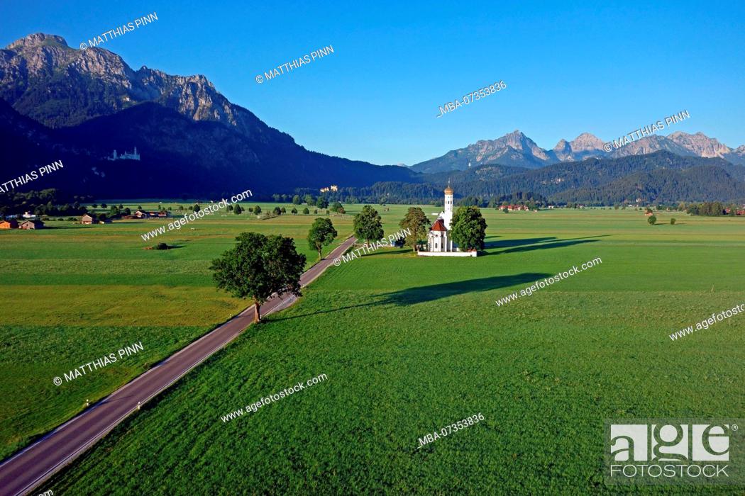 Stock Photo: St. Coloman Church at Schwangau, Bavaria, Germany,.
