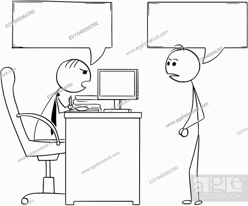Cartoon illustration of stick man manager boss sitting in his office and  talking to male employee, Stock Vector, Vector And Low Budget Royalty Free  Image. Pic. ESY-048266702 | agefotostock