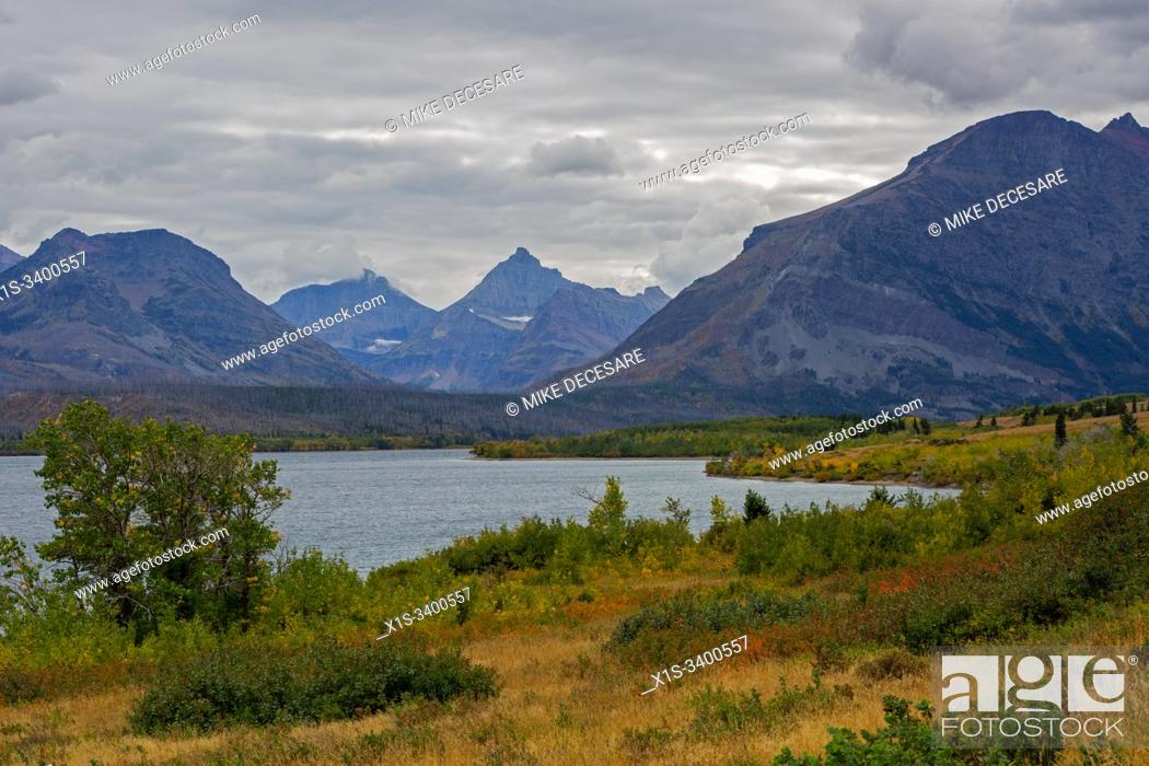 Stock Photo: Two Medicine Lake is a high country lake surrounded by the Continental Divide in East Glacier, Glacier National Park.
