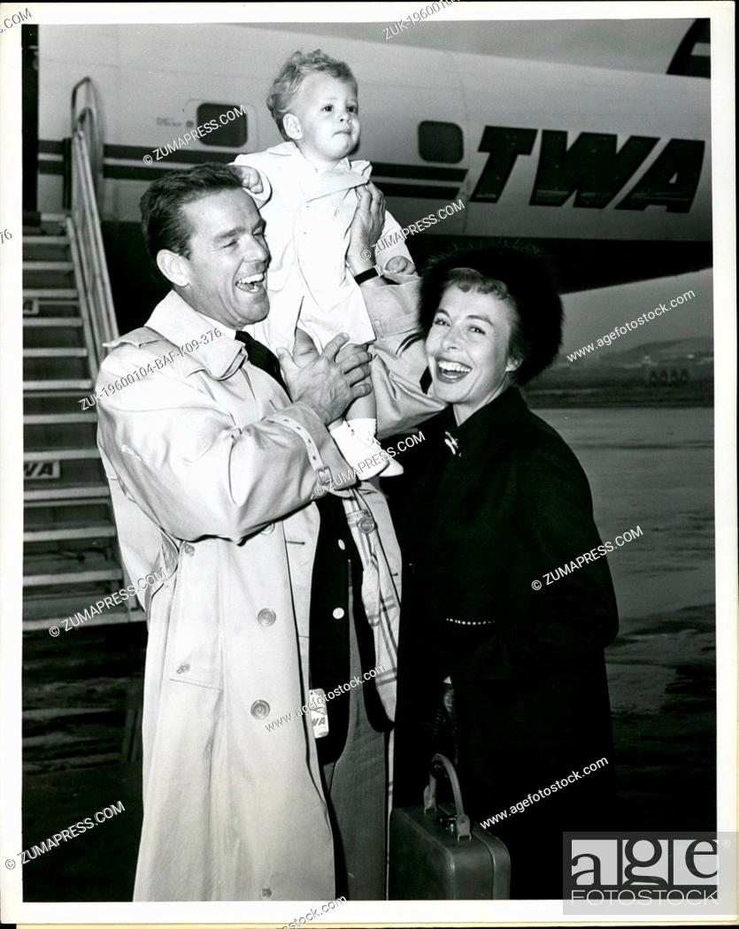 Stock Photo: 1967 - Dancing stars Marge and Gower Champion, and their son Gregg, 10 months old, are shown as they arrived here this morning via TWA from Los Angeles.