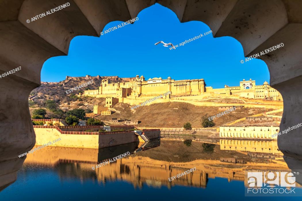 Stock Photo: Amber Fort, view from the arch in Jaipur, India.