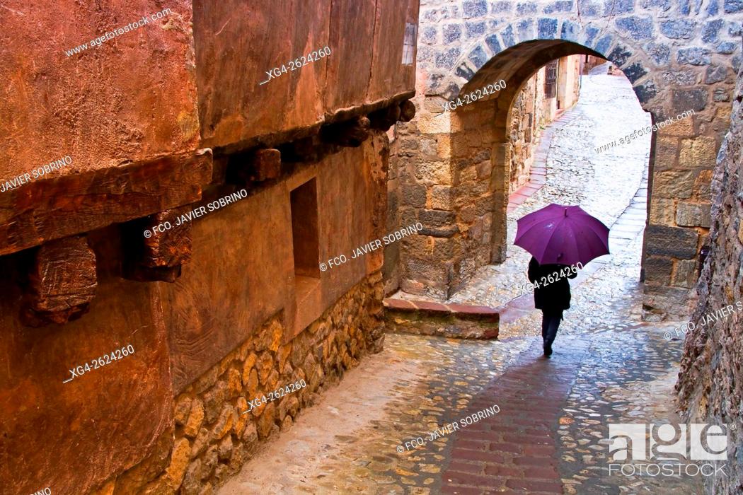 Stock Photo: Arco del portal de Molina - Albarracín, Teruel Province, Aragon, Spain.