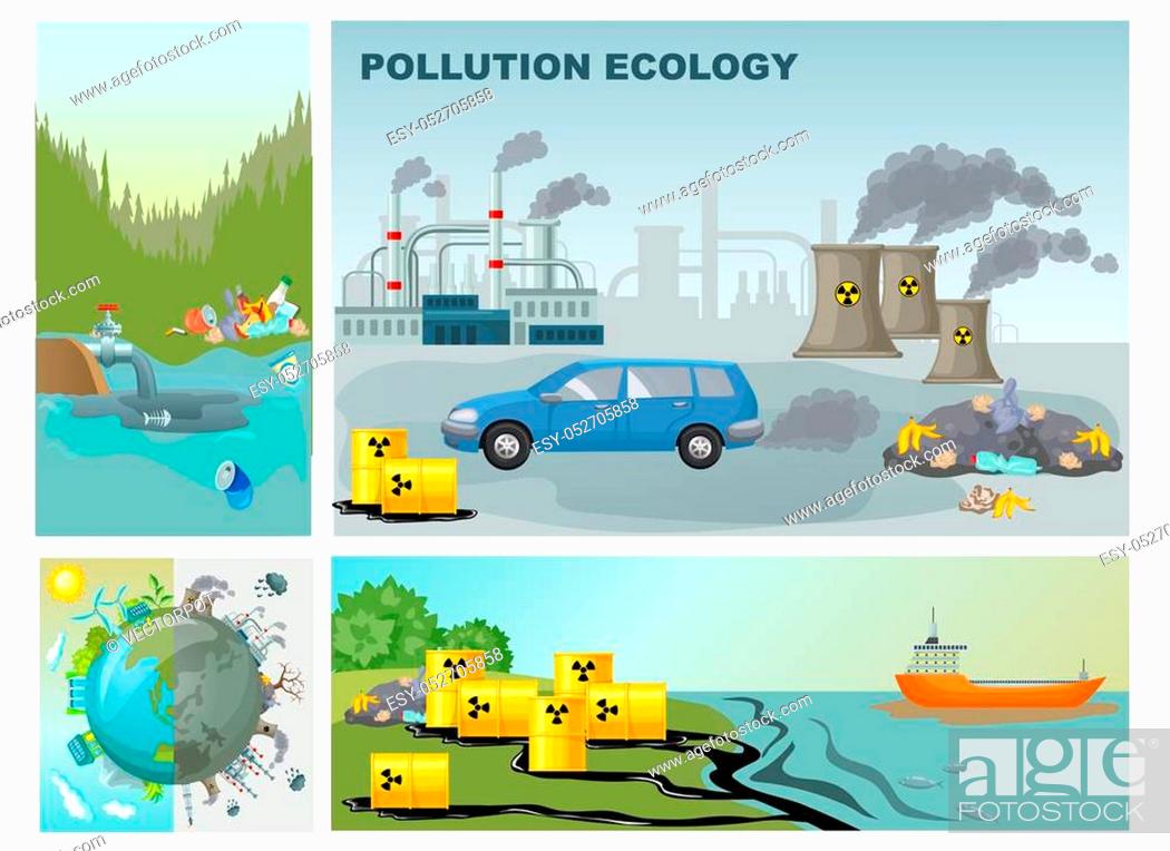 Flat environment pollution composition with factory industrial waste water  contamination clean and..., Stock Vector, Vector And Low Budget Royalty  Free Image. Pic. ESY-052705858 | agefotostock