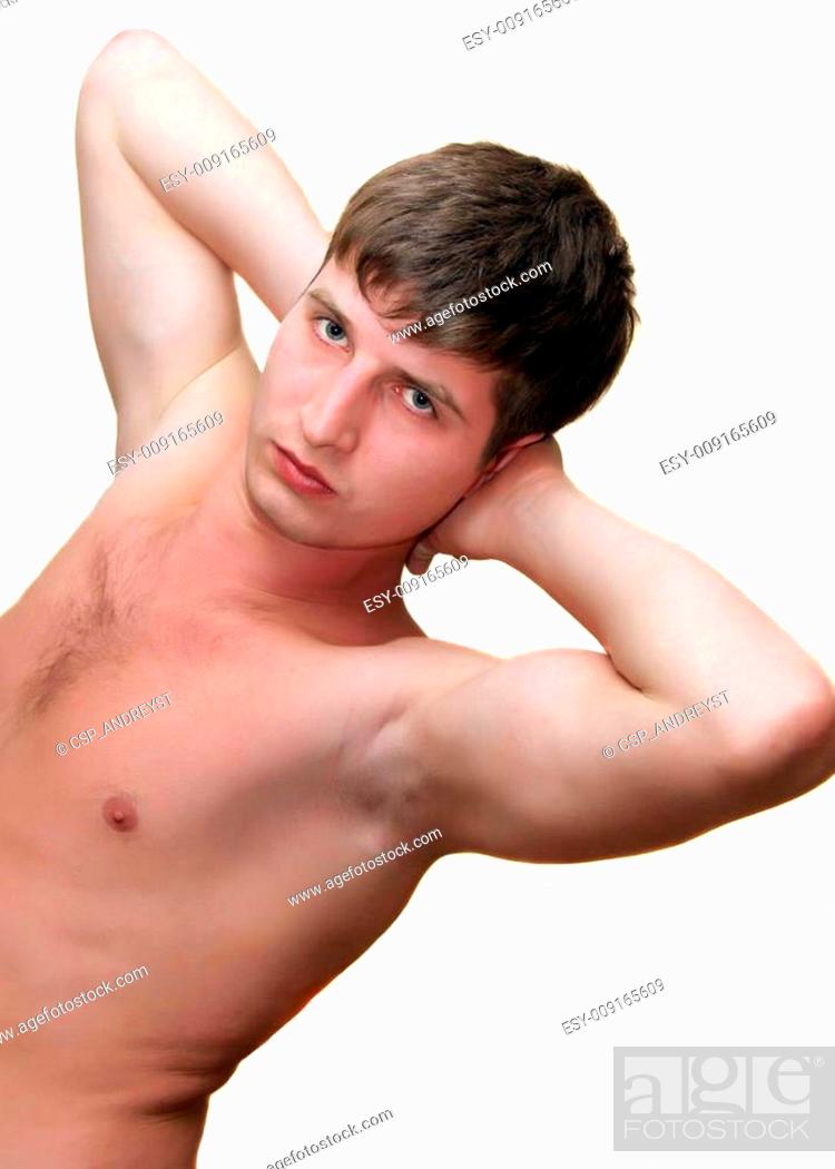 Strong man with naked chest stock image