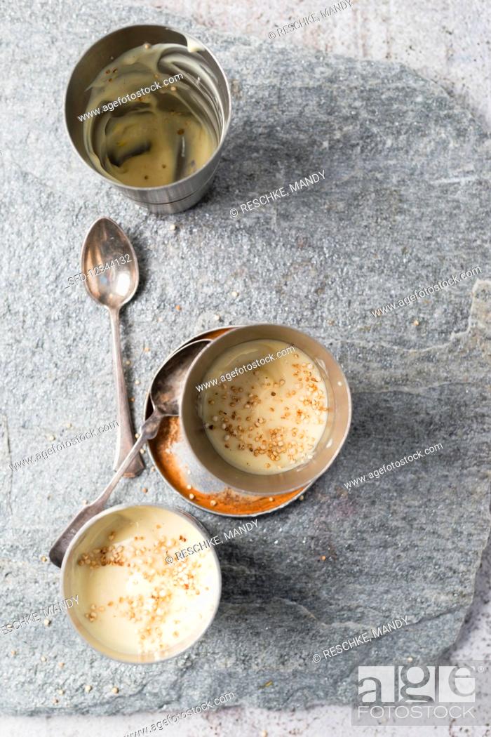 Stock Photo: Vanilla pudding with puffed quinoa.