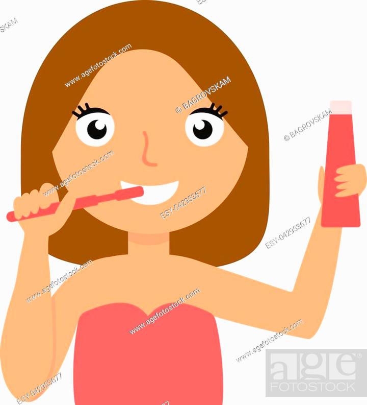 wife brushes her teeth