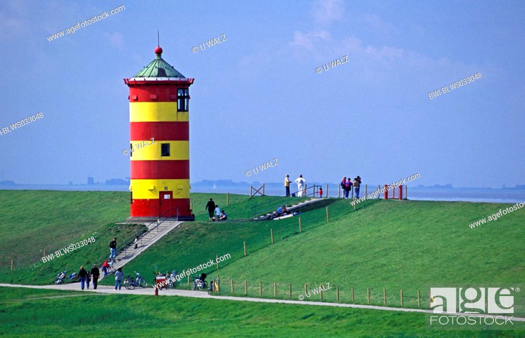 Stock Photo: lighthouse Pilsum, curl sock tower, Eastern Friesland, Germany, Lower Saxony.