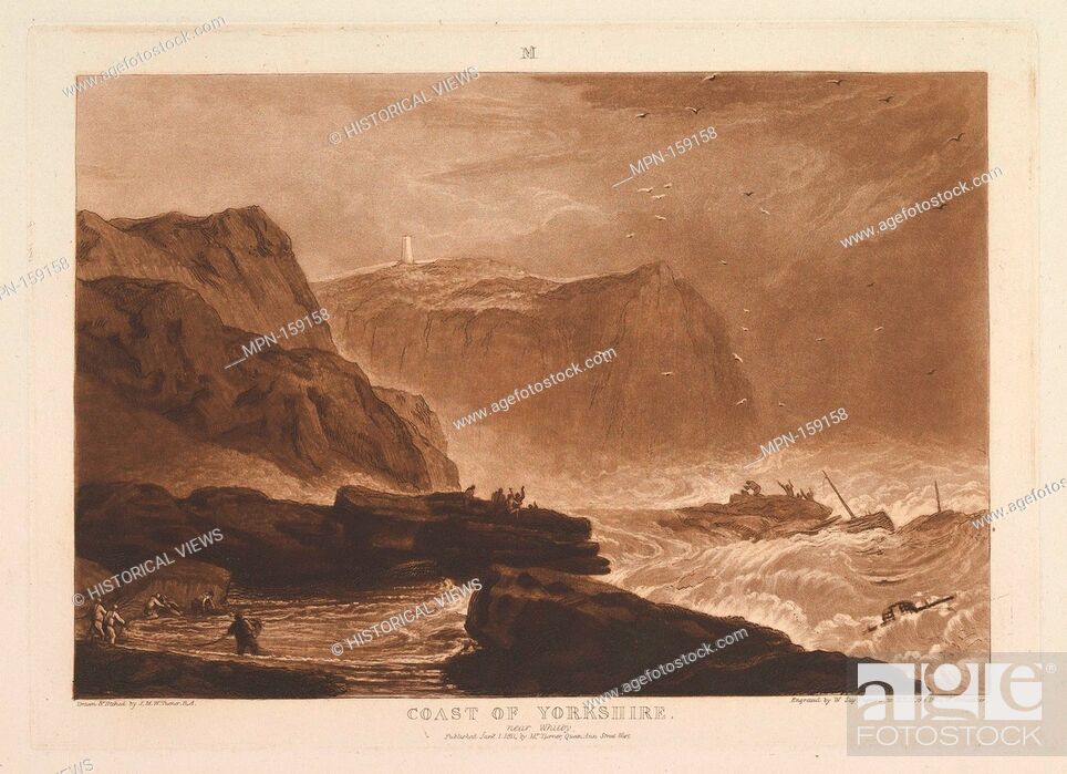 Stock Photo: Coast of Yorkshire, Near Whitby (Liber Studiorum, part V, plate 24). Artist: Designed and etched by Joseph Mallord William Turner (British.