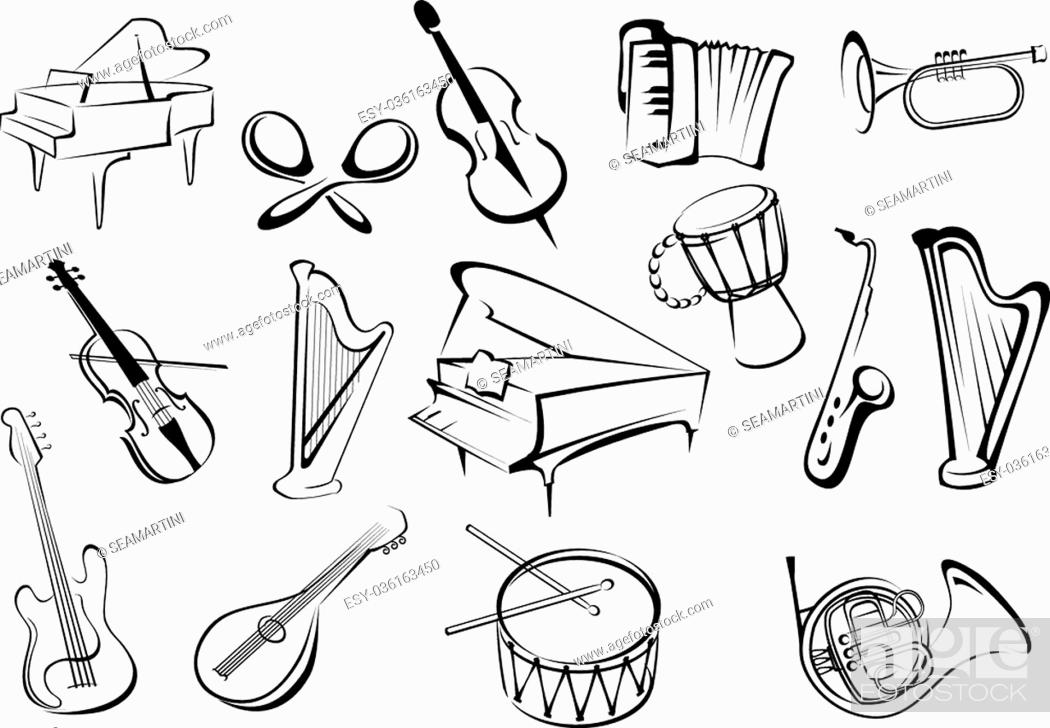 Musical instruments sketch hi-res stock photography and images - Alamy-saigonsouth.com.vn