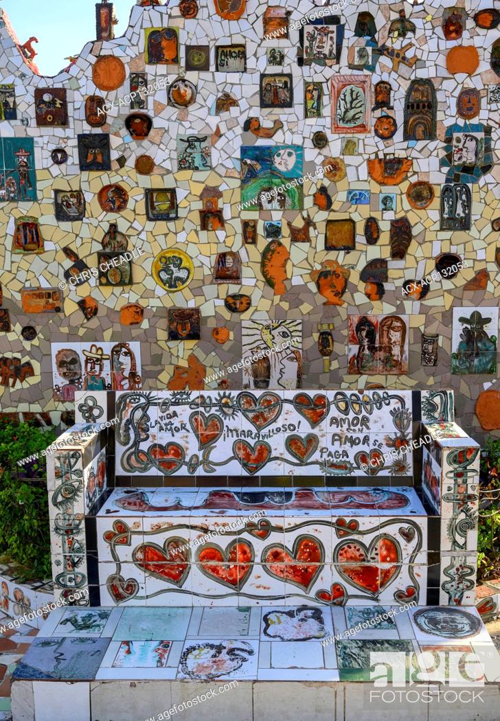 Stock Photo: Fusterlandia, public-art installations by local artist José Fuster, with colorful, whimsical mosaics, Playa de Jaimanitas, Havana, Cuba.