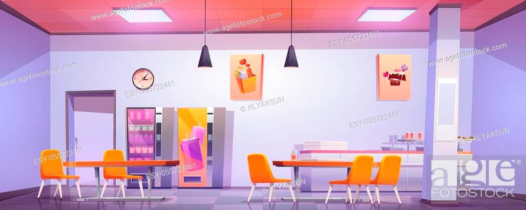 Canteen interior in school, college or office. Vector cartoon illustration  of cafeteria, Stock Vector, Vector And Low Budget Royalty Free Image. Pic.  ESY-055722461 | agefotostock