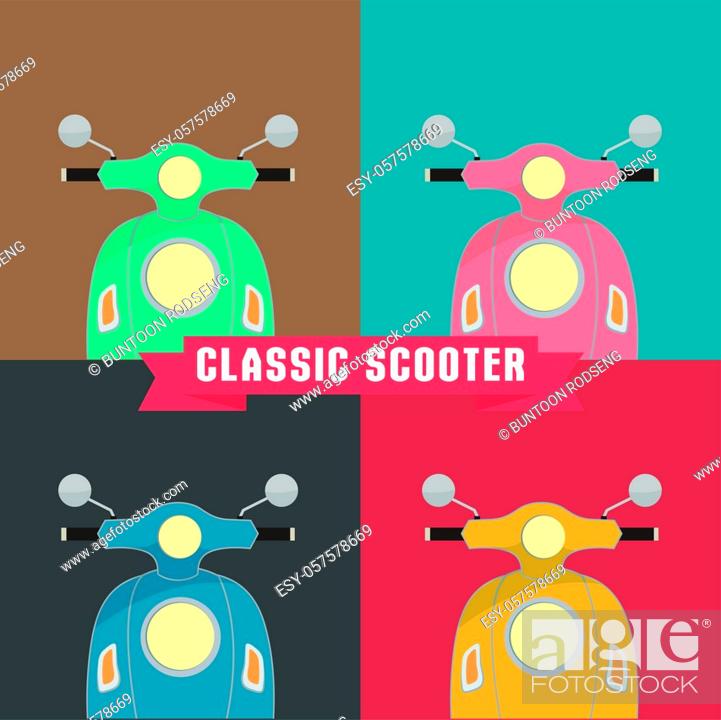 Stock Vector: Set of four front scooters design.