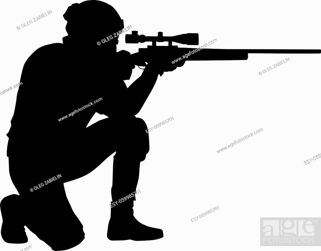 Stock Vector: Soldier pointing his gun.