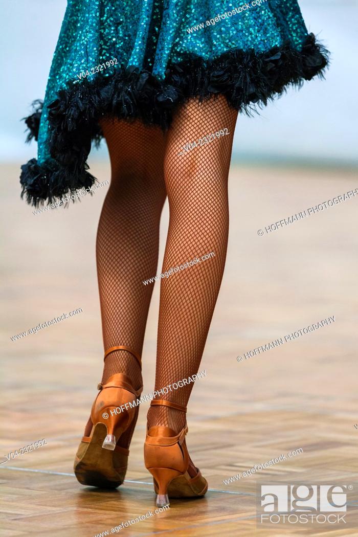 Stock Photo: Close up of a female dancer's legs at a dancing competition, Germany, Europe.
