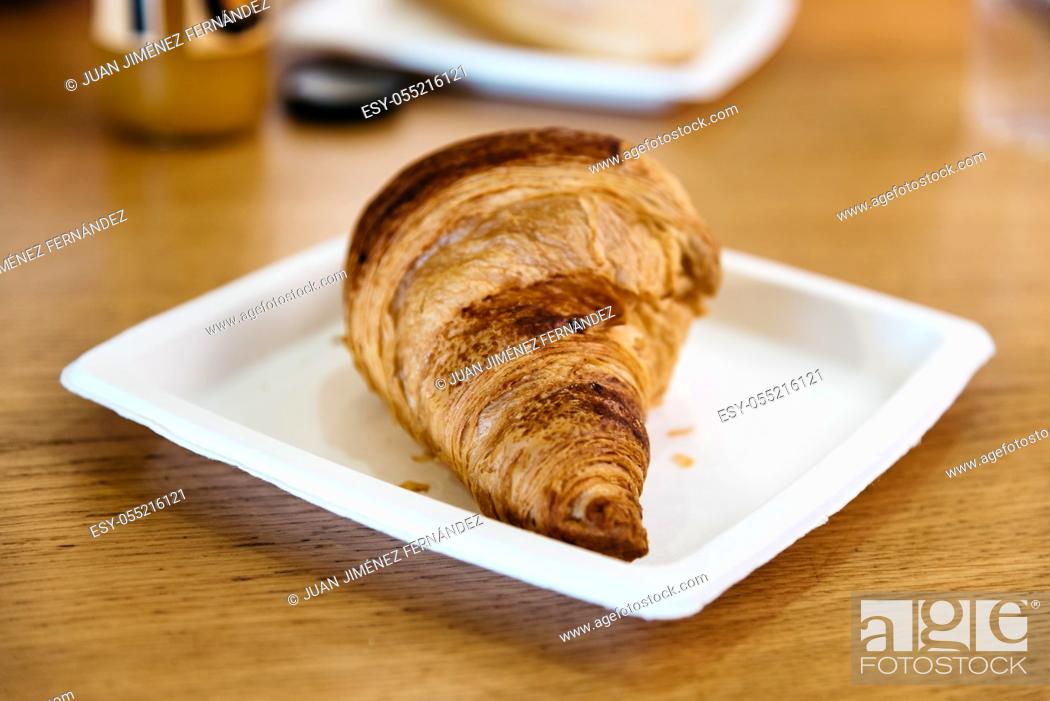 Stock Photo: Close up of breakfast in Airport cafe.