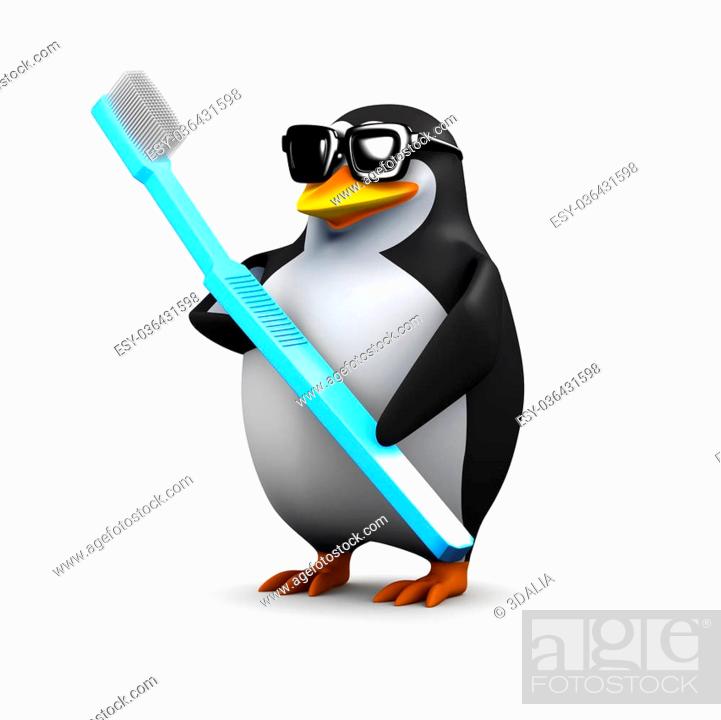 3d render of a penguin holding a toothbrush, Stock Photo, Picture And Low  Budget Royalty Free Image. Pic. ESY-036431598 | agefotostock