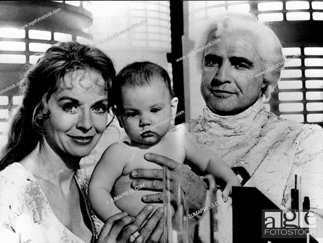 Stock Photo: May 03, 1977; London, UK; Actor MARLON BRANDO (1924-2004) plays Superman's father in, 'Superman' the movie with SUSANNAH YORK as the mom.