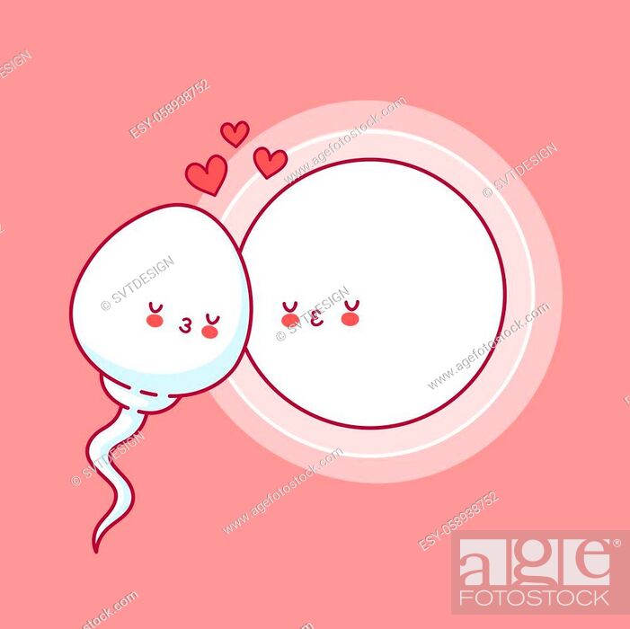Cute happy funny sperm cell kiss ovum. Vector flat line cartoon kawaii  character illustration icon, Stock Vector, Vector And Low Budget Royalty  Free Image. Pic. ESY-058938752 | agefotostock
