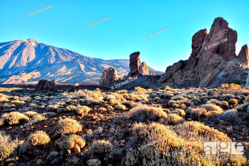 Stock Photo: El Teide National Park Tenerife Canary Islands Spain.