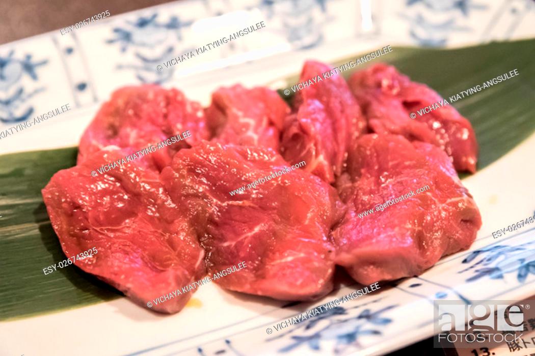 Stock Photo: Freshness Japanese fillet wagyu meat BBQ yakiniku.