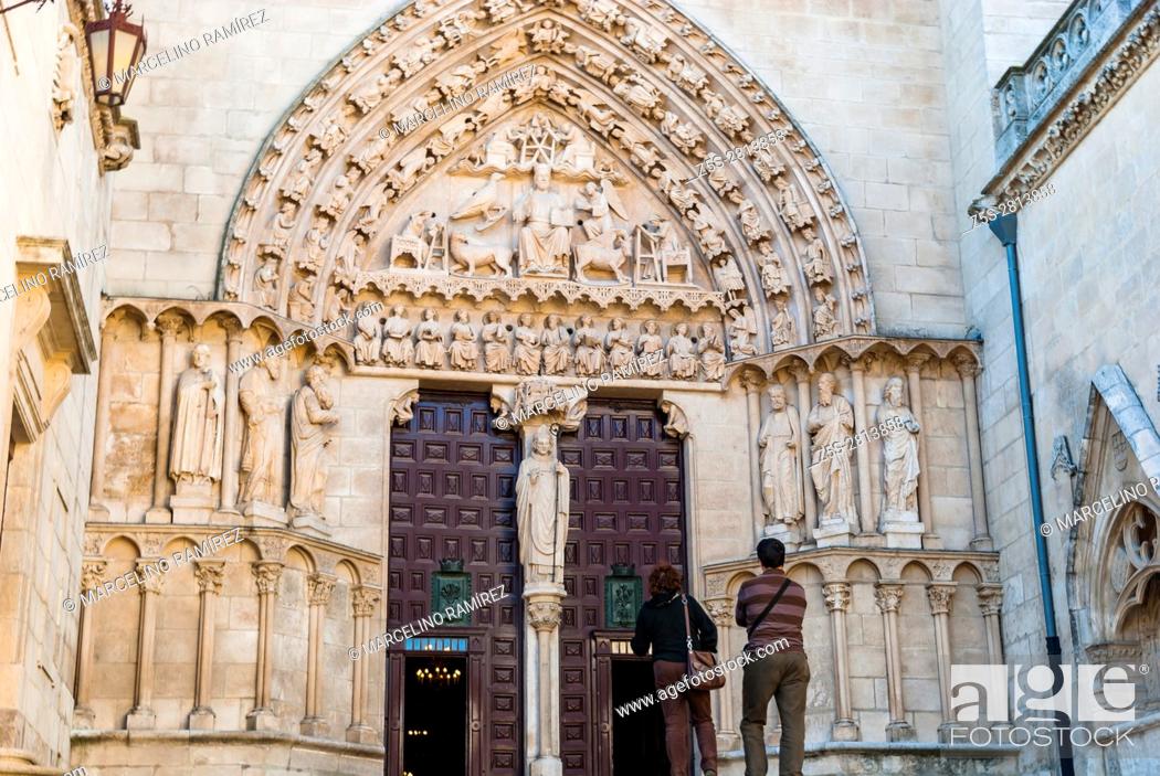 Photo de stock: Facade and Door of the Sarmental. Cathedral of Saint Mary of Burgos. Burgos, Castile and Leon, Spain, Europe.