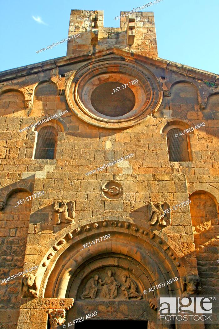 Stock Photo: facade of the former Romanesque Benedictine monastery of Sant Pau del Camp, Barcelona, ??Catalonia, Spain.