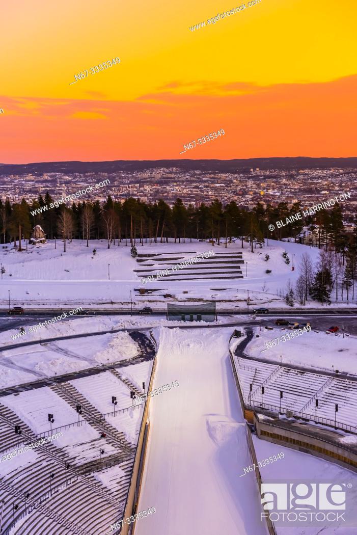 Stock Photo: The world famous Holmenkollen ski jump, Oslo, Norway (aka Holmenkollbakken. ) It has been a site for ski jumping since 1892.