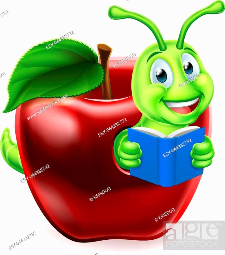 A caterpillar bookworm worm cute cartoon character education mascot reading  a book coming out of an..., Stock Vector, Vector And Low Budget Royalty  Free Image. Pic. ESY-044332732 | agefotostock