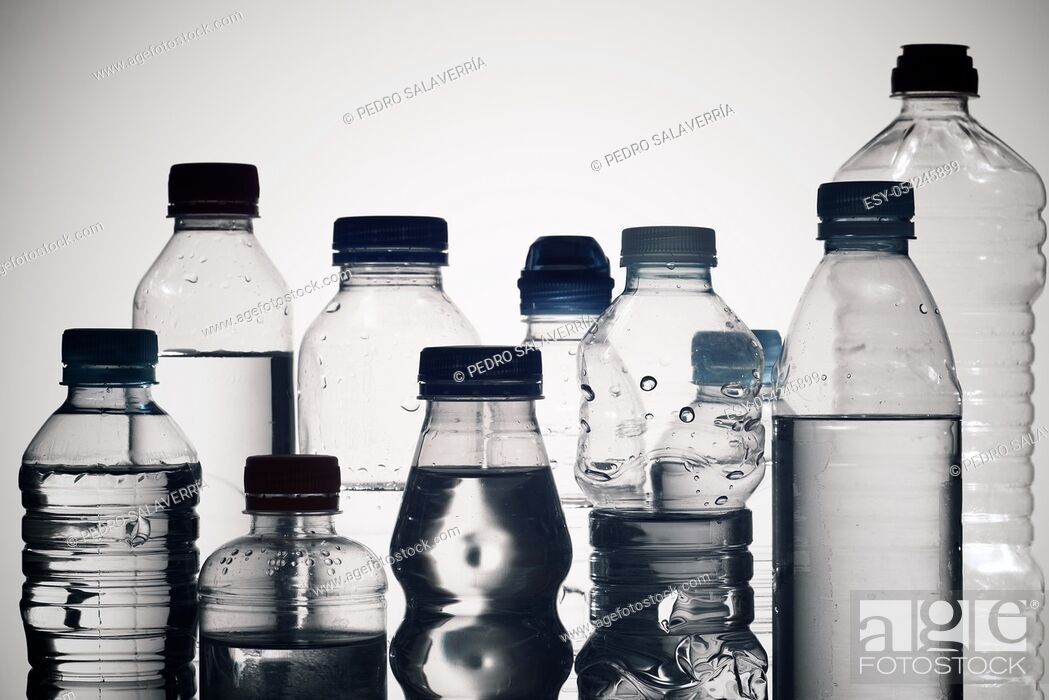 Stock Photo: Water bottles and white background.
