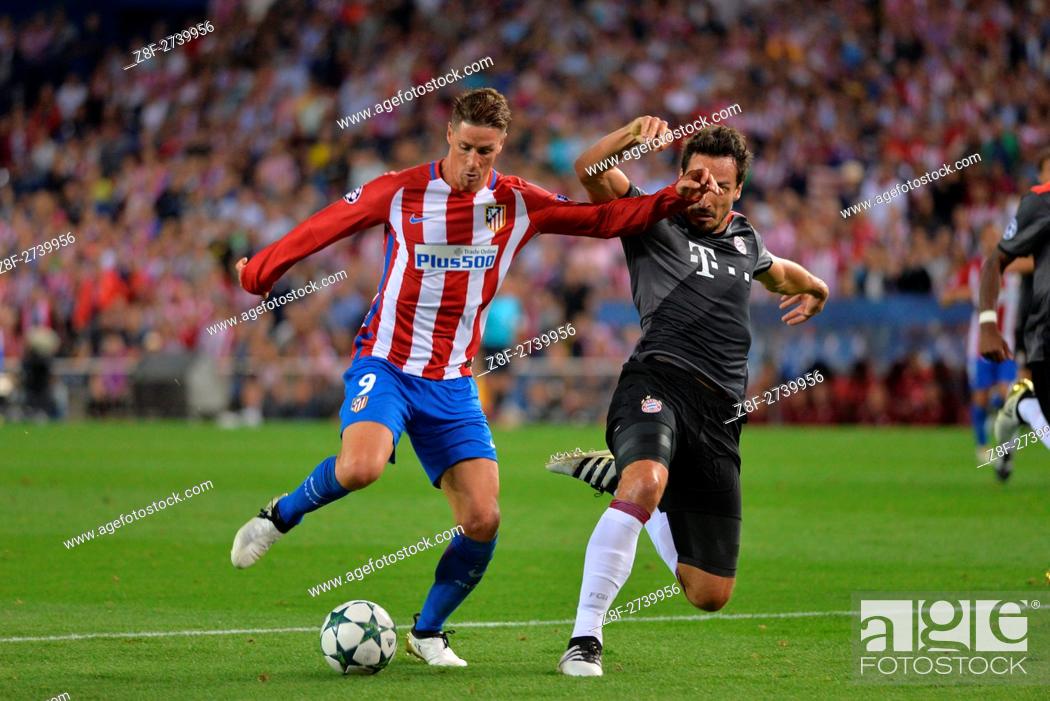 Stock Photo: Fernando Niño Torres of Atletico, during match between Atletico de Madrid vs Bayern de Munich as part of UEFA Champions League at Estadium Vicente Calderon on.