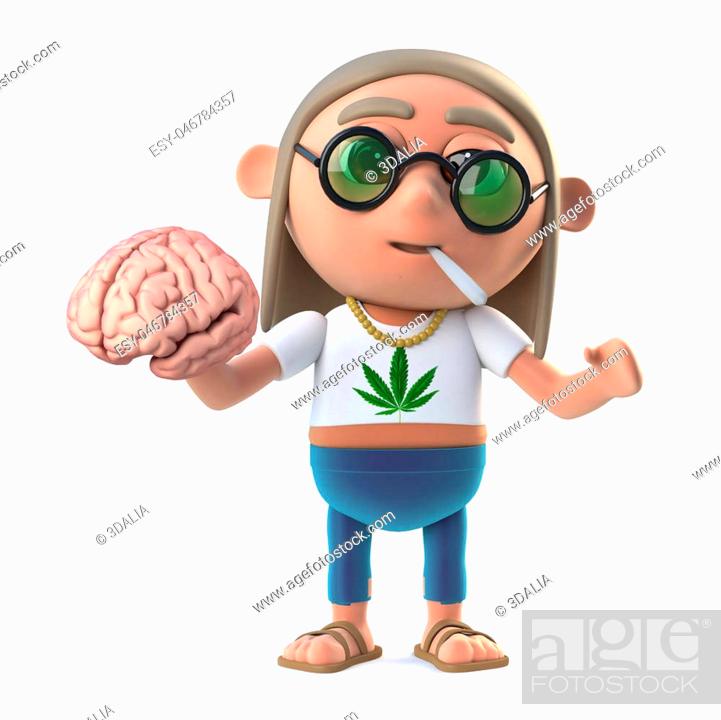 3d render of a funny cartoon hippie stoner character smoking marijuan  cigarette and holding a human..., Stock Photo, Picture And Low Budget  Royalty Free Image. Pic. ESY-046784357 | agefotostock