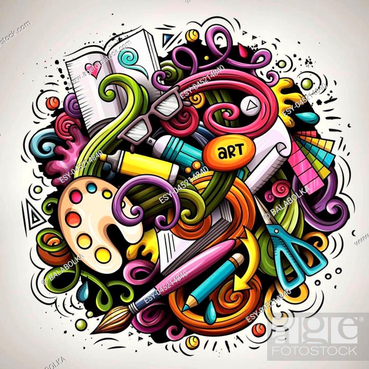 Cartoon vector doodles Art and Design illustration. Colorful, detailed,  Stock Vector, Vector And Low Budget Royalty Free Image. Pic. ESY-045214840  | agefotostock