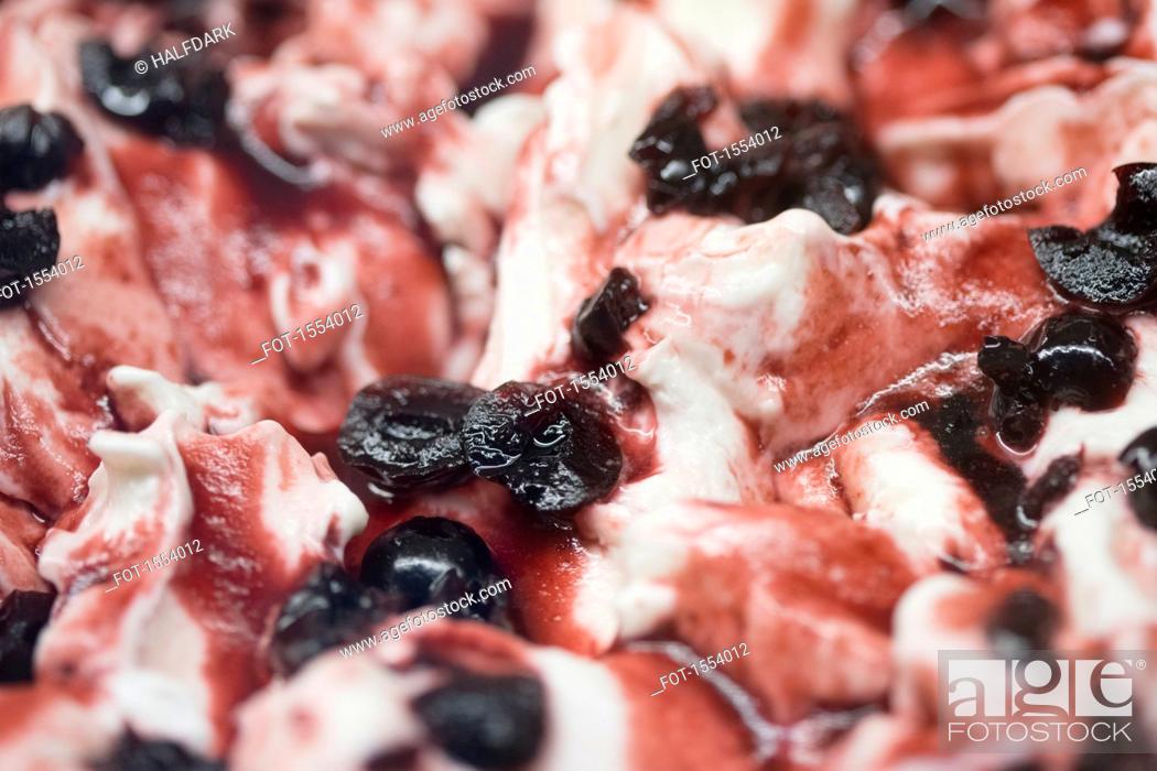 Stock Photo: Full frame shot of ice cream with blueberries.