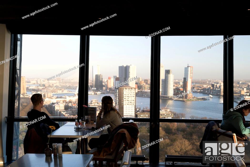 Stock Photo: Blick vom Euromast Restaurant über die Innenstadt von Rotterdam / view from Euromast over the city of Rotterdam.