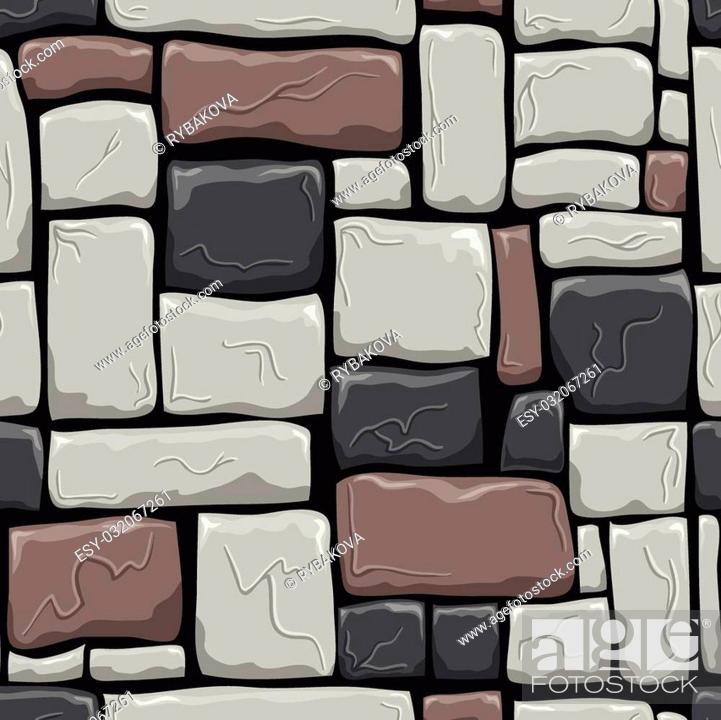 Stock Vector: Seamless pattern with decorative stones. Vector stone wall. Decotative illustration can be use for web design, for design printing.