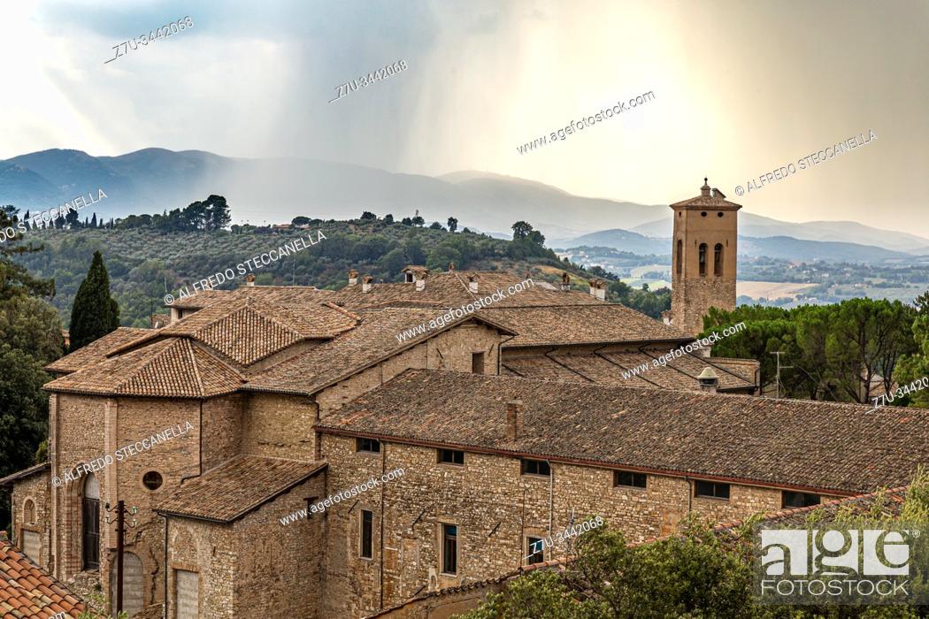 Stock Photo: A cityscape of medieval houses of Gubbio Italy.