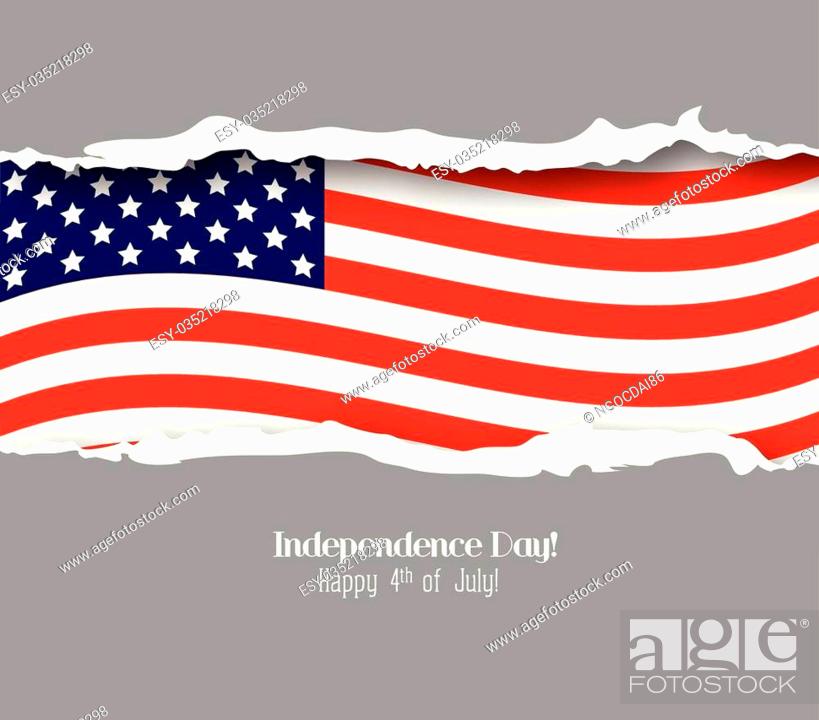 Stock Vector: ripped paper USA flag. Independence Day.