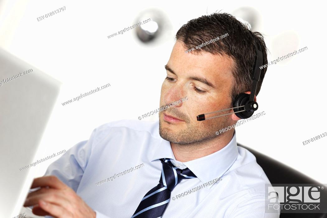 Stock Photo: headset man.