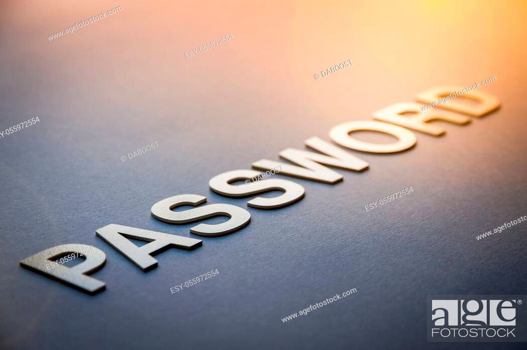 Stock Photo: Word password written with white solid letters on a board.