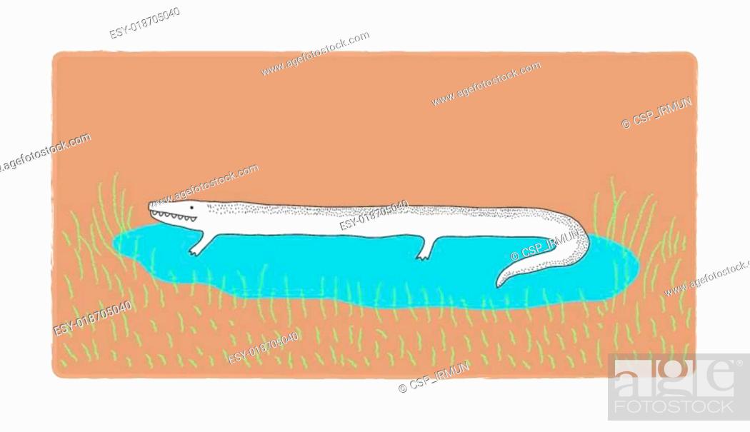 Stock Vector: Crocodile in a river vector illustr.
