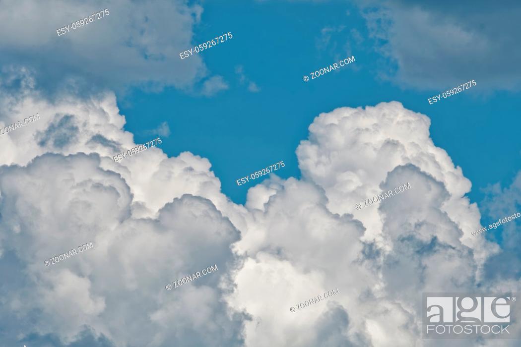 Stock Photo: Sky clouds, beautiful clouds movement on the sky, white fluffy clouds in the blue sky.
