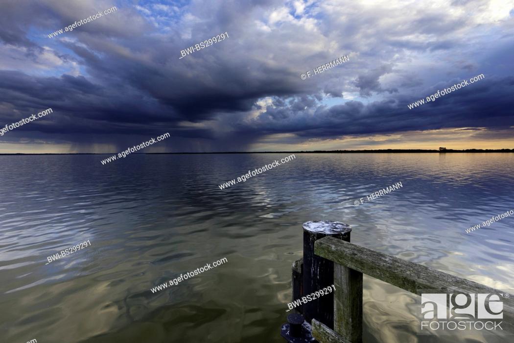 Stock Photo: storm clouds over the bodden, Germany, Mecklenburg-Western Pomerania, Wustrow.