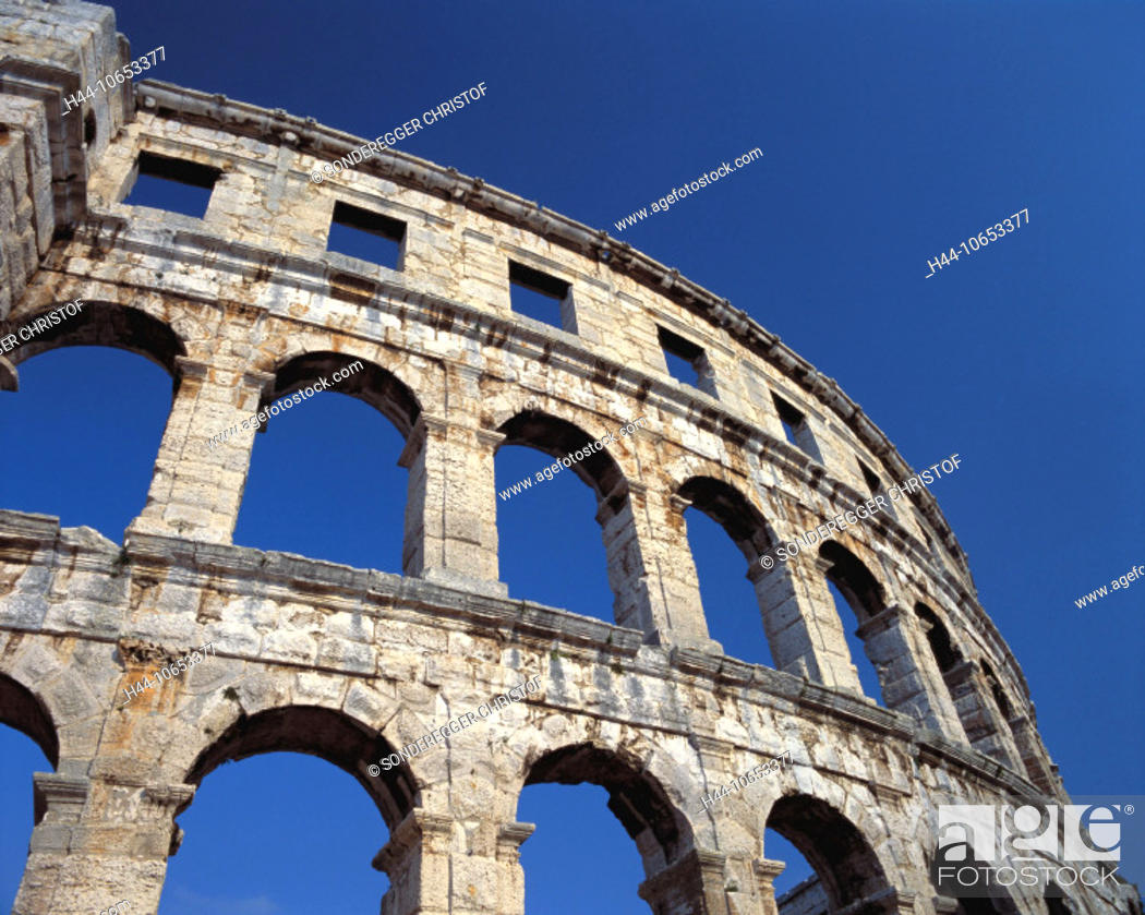 Imagen: 10653377, amphitheater, Ancient world, antiquity, arcades, detail, facade, historical, Istria, Croatia, Roman, Roman, town, ci.