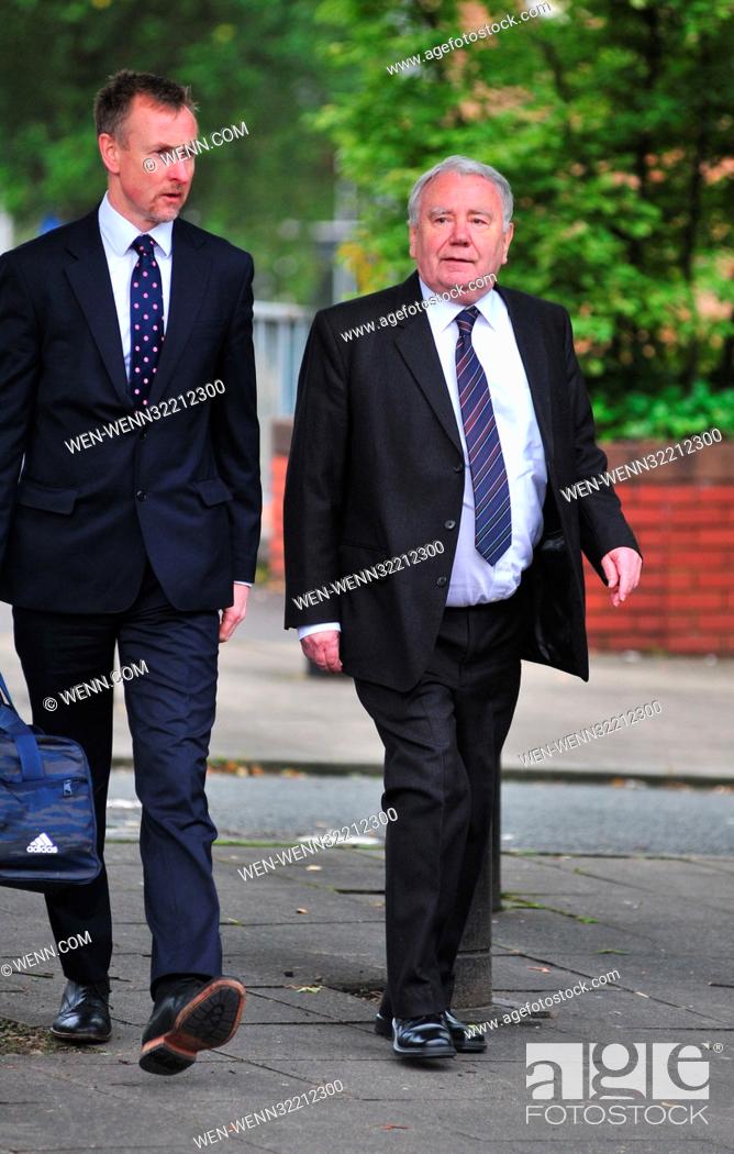Stock Photo: Sir Norman Bettison and Peter Metcalf are seen arriving for the first day of the Hillsborough trial, Preston Featuring: Peter Metcalf Where: Liverpool.