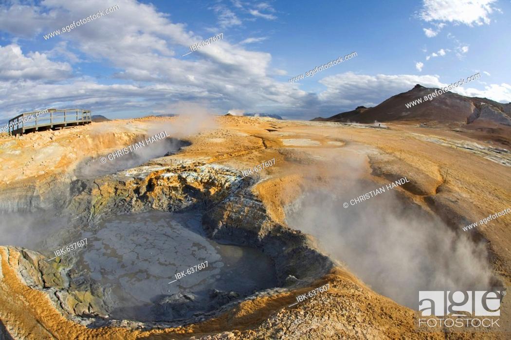 Stock Photo: Boiling, bubbling mud, Hveraroend geothermal region at the foot of Mt. Námafjall, Myvatn, northern Iceland, Iceland, Atlantic Ocean.