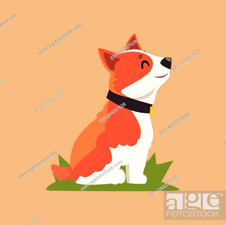 Cartoon welsh corgi dog character sitting on green grass. Side view, Stock  Vector, Vector And Low Budget Royalty Free Image. Pic. ESY-044337628 |  agefotostock