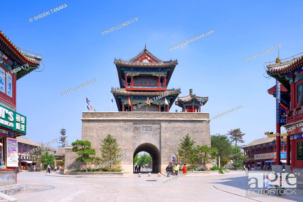 Stock Photo: Bell and Drum tower of ancient town, Fortress of Shanhaiguan, Qinhuangdao, Hebei, Province, PR China.
