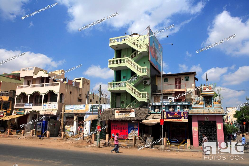 Stock Photo: Bazaar Street; District Kanchipuram ;  Tamil Nadu ; India.